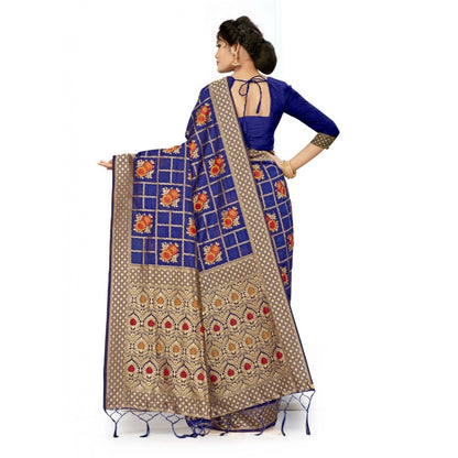 Banarasi Silk Saree (Navy blue, 5-6mtrs)