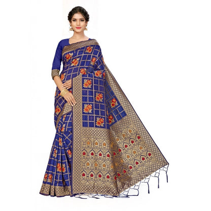 Banarasi Silk Saree (Navy blue, 5-6mtrs)