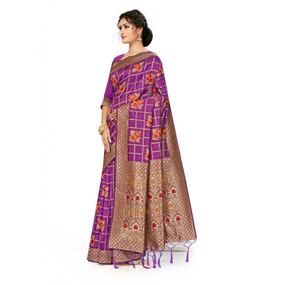 Banarasi Silk Saree (Purple, 5-6mtrs)