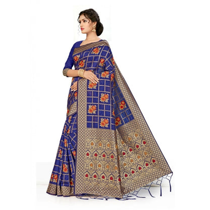 Banarasi Silk Saree (Navy blue, 5-6mtrs)