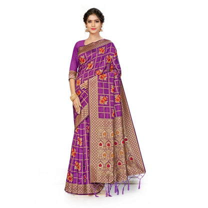 Banarasi Silk Saree (Purple, 5-6mtrs)