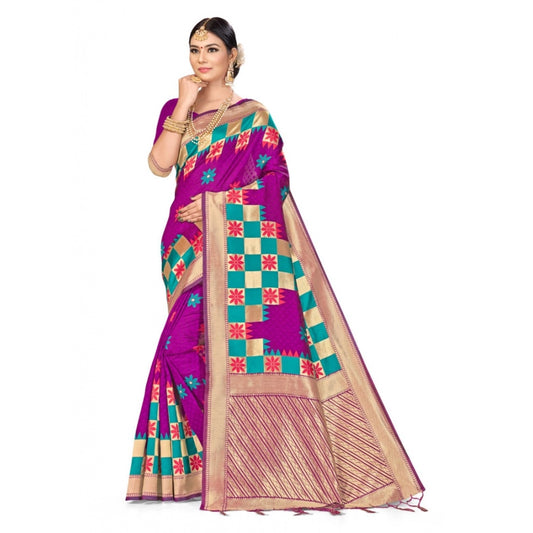 Banarasi Silk Saree (Purple, 5-6mtrs)