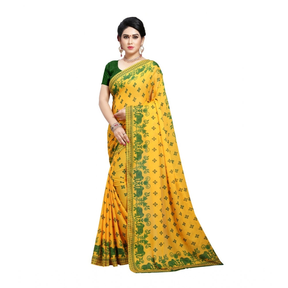 Women's Georgette Saree(Green,5-6 Mtrs)