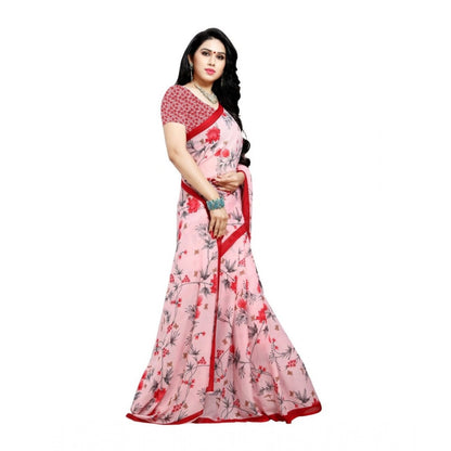 Georgette Saree(Peach,5-6 Mtrs)