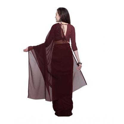 Dyed Saree(Brown,5-6 Mtrs)