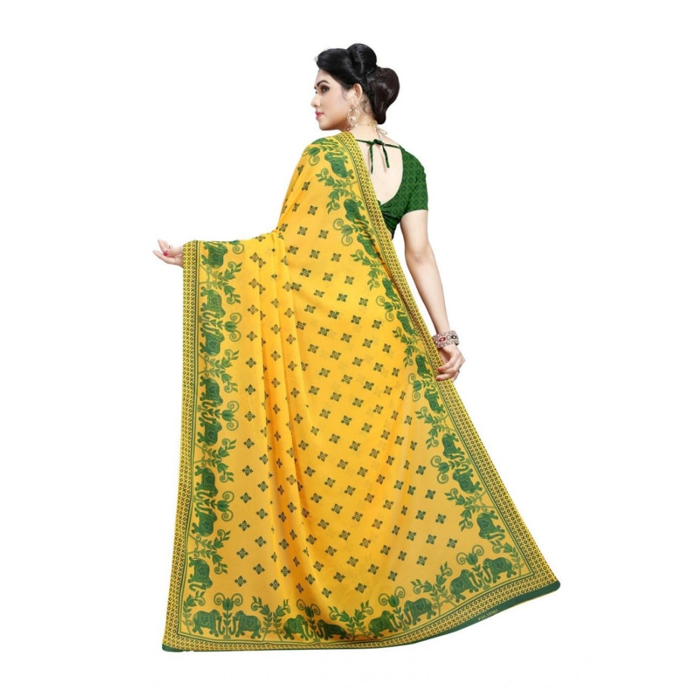 Women's Georgette Saree(Green,5-6 Mtrs)