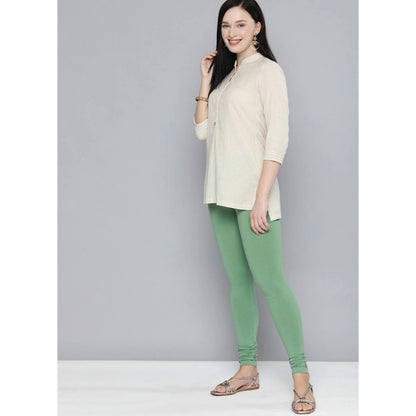 Cotton Leggings (Color:Green Solid)