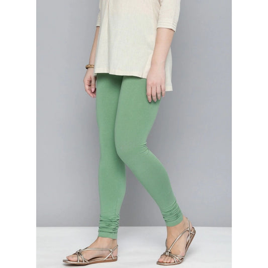 Cotton Leggings (Color:Green Solid)