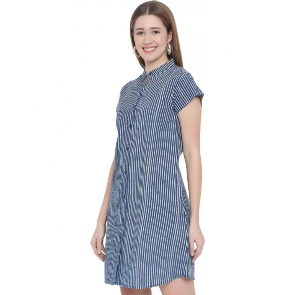 Shirt Blue Dress (Color:Blue, Material:Pure Cotton)