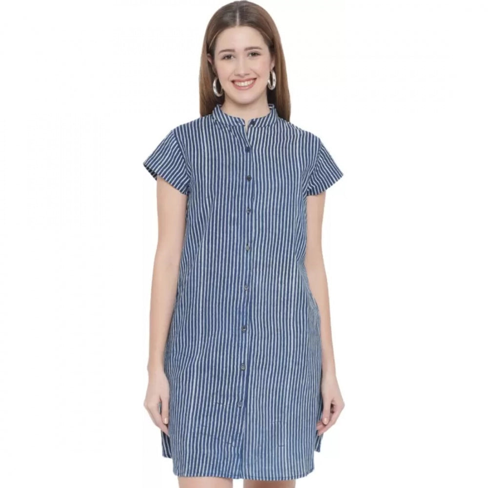 Shirt Blue Dress (Color:Blue, Material:Pure Cotton)