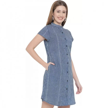 Shirt Blue Dress (Color:Blue, Material:Pure Cotton)