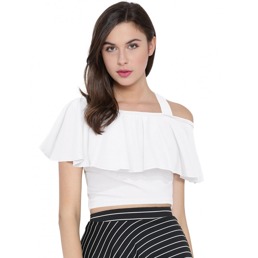 Western Wear Hosiery Crop Top (White)