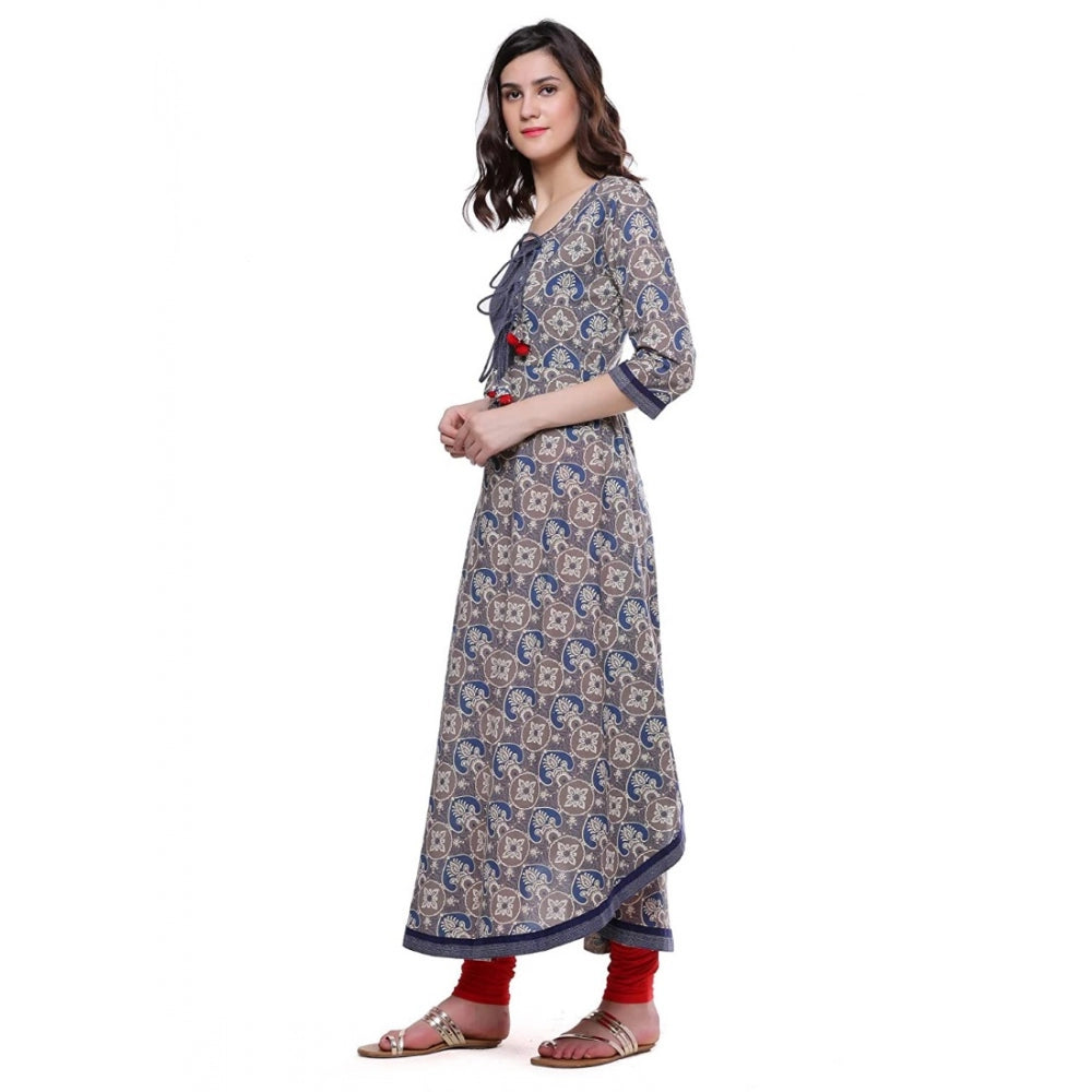 Cotton Printed Angrakha Kurti (Multicolor, Cotton)