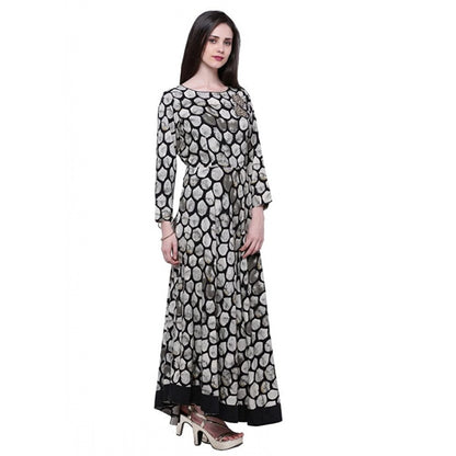 Rayon Zari Zardozi Work Designer Floor Length Kurti (Black, Rayon)