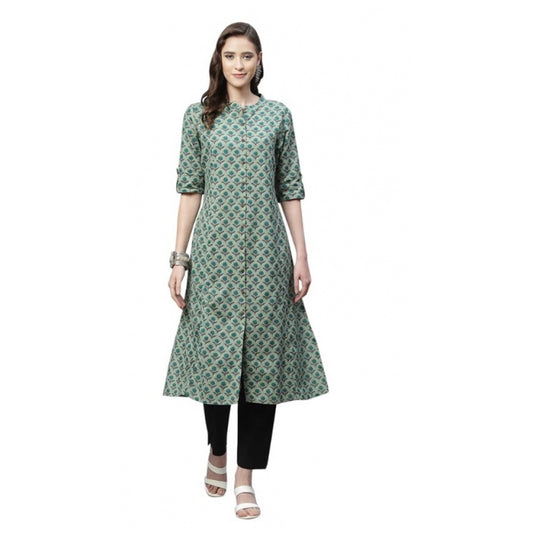 Cotton Printed Flex Kurti (Green, Cotton)