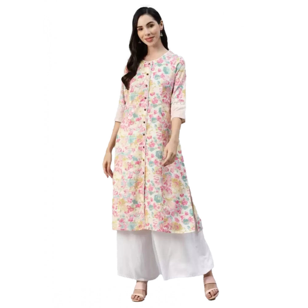 Cotton Printed  Straight Kurti (Multicolor, Cotton)