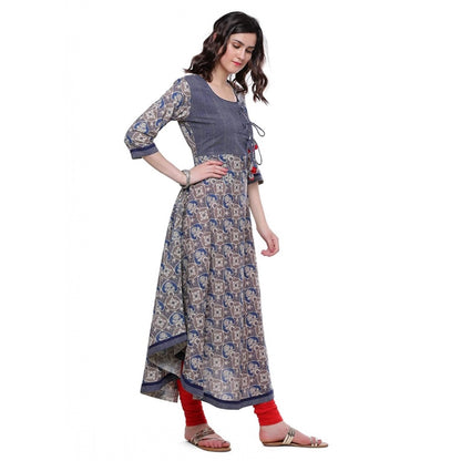 Cotton Printed Angrakha Kurti (Multicolor, Cotton)