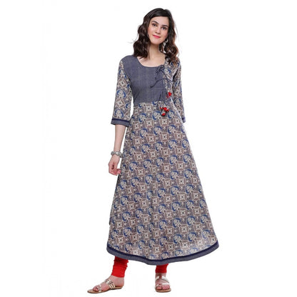 Cotton Printed Angrakha Kurti (Multicolor, Cotton)