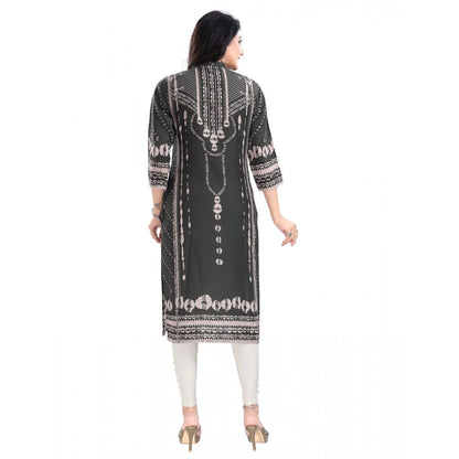 3/4th Sleeve Masleen Tunic Long Kurti (Olive Green)