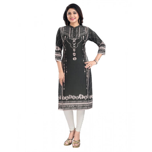 3/4th Sleeve Masleen Tunic Long Kurti (Olive Green)