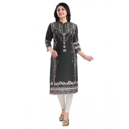 3/4th Sleeve Masleen Tunic Long Kurti (Olive Green)