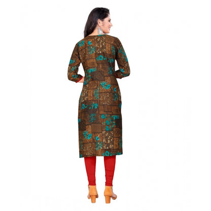 Rayon Foil Printed Straight Kurti (SeaGreen)