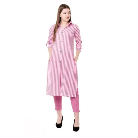 Printed Kurti With Bottom Set (Pink)