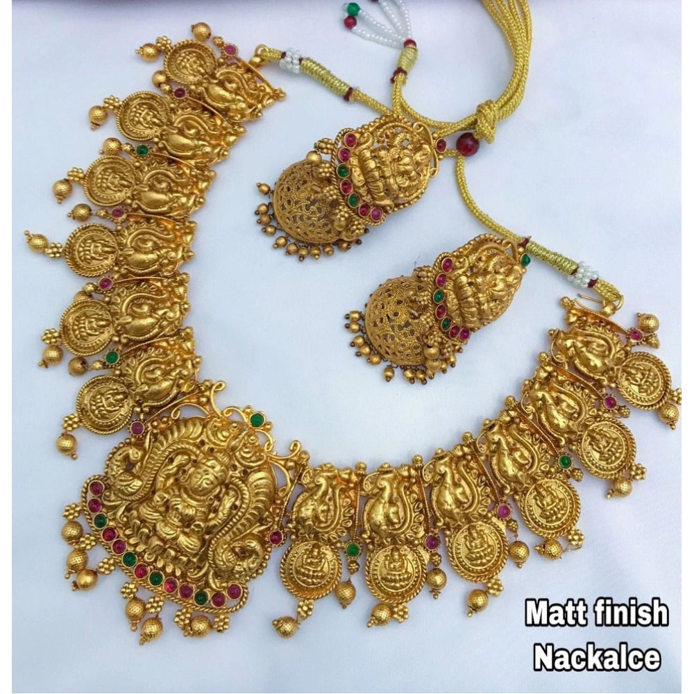 Necklace and Earrings Set in Gold Plating (Multi Color, Free Size)