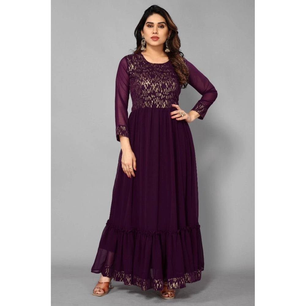 Sequence Work Georget Long Gown (Purple)