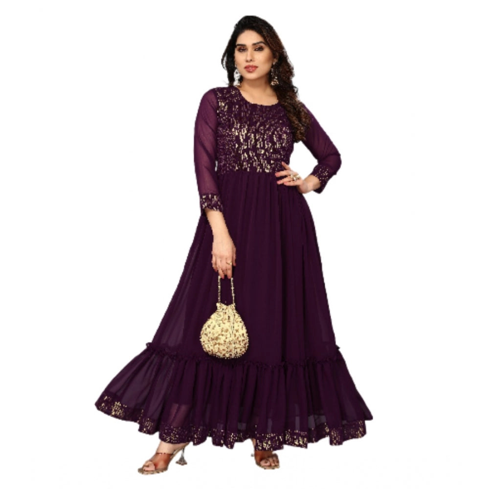 Sequence Work Georget Long Gown (Purple)