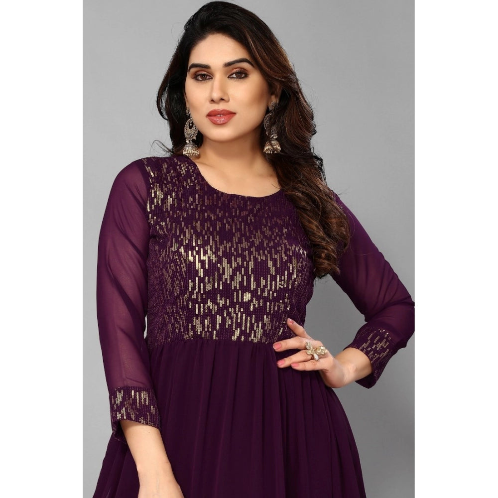 Sequence Work Georget Long Gown (Purple)