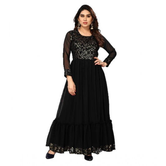 Sequence Work Georget Long Gown (Black)