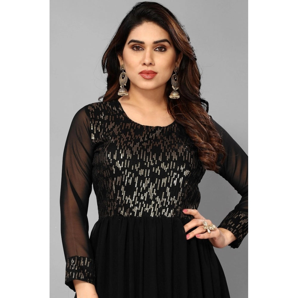 Sequence Work Georget Long Gown (Black)