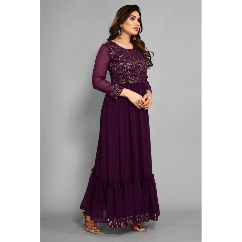 Sequence Work Georget Long Gown (Purple)