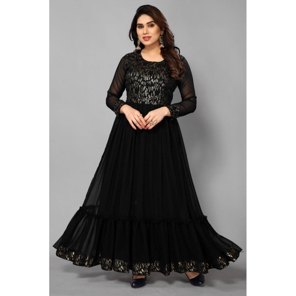 Sequence Work Georget Long Gown (Black)