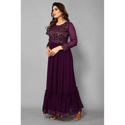 Sequence Work Georget Long Gown (Purple)