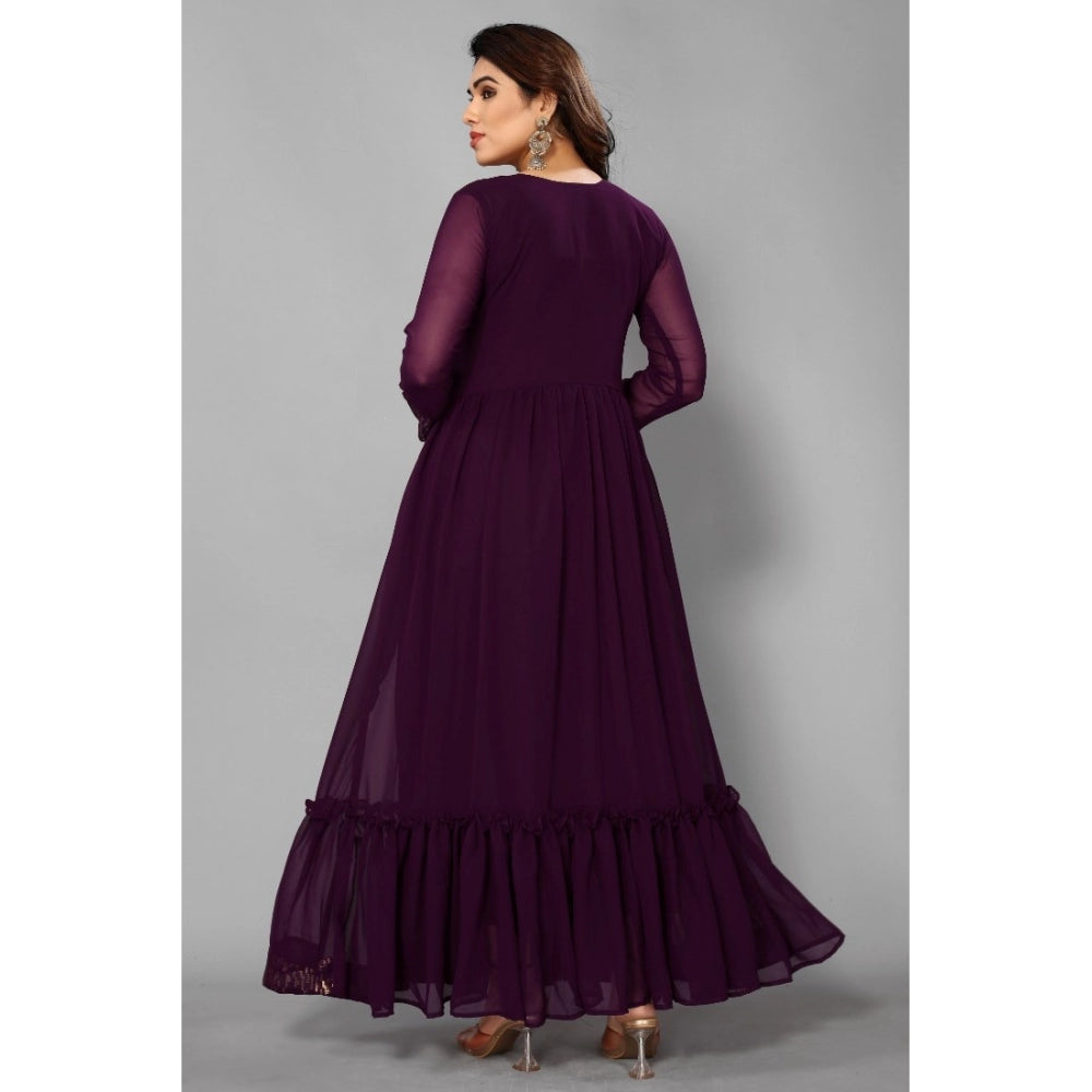 Sequence Work Georget Long Gown (Purple)