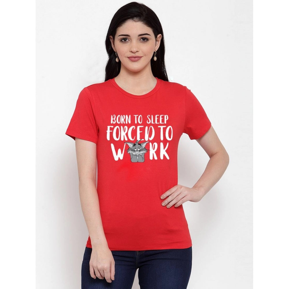 Blend Born To Sleep Forced To Work Printed T-Shirt (Red)