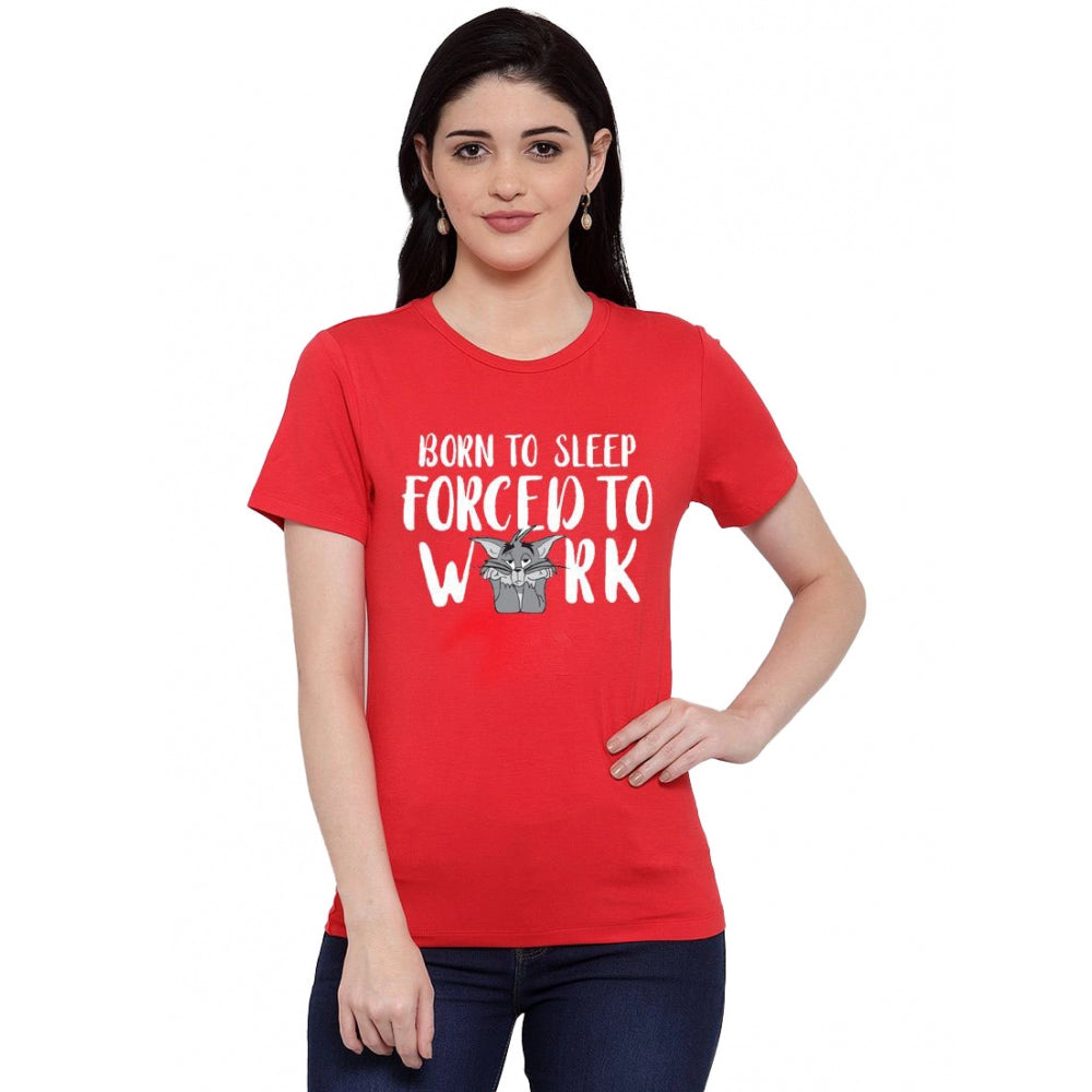 Blend Born To Sleep Forced To Work Printed T-Shirt (Red)