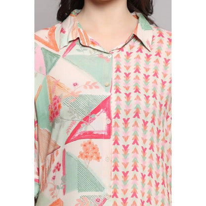 Casual 3/4 Sleeve Viscose Rayon Printed Kurti (Pink)