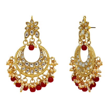 Maroon Color Imitation &amp; Kundan Earrings