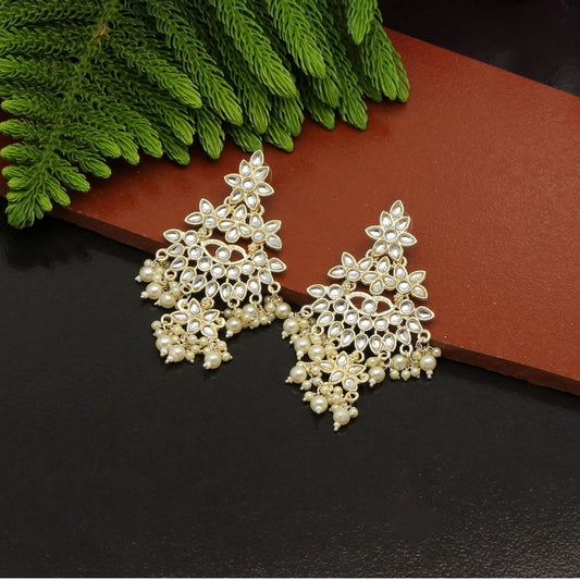 White Color Kundan Earrings