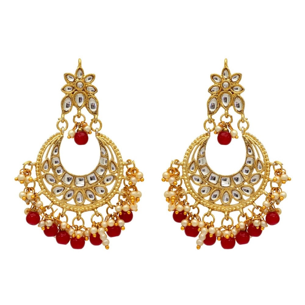 Maroon Color Imitation &amp; Kundan Earrings