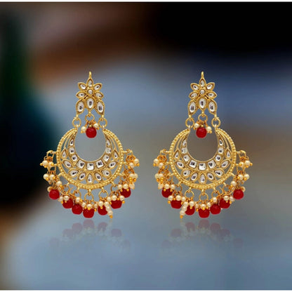 Maroon Color Imitation &amp; Kundan Earrings