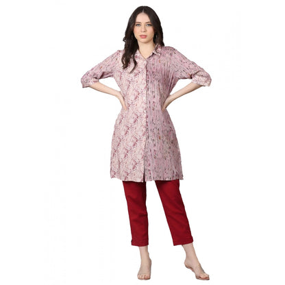 Casual 3/4 Sleeve Viscose Rayon Printed Kurti (Purple)