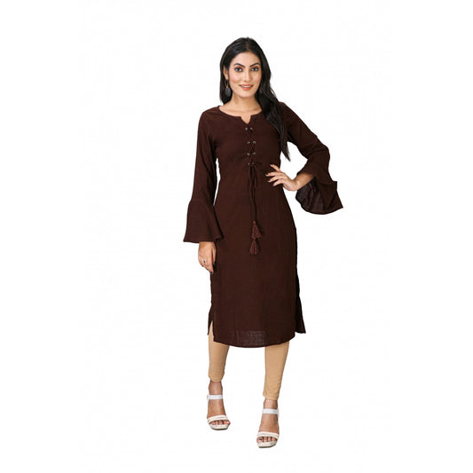 Casual Full Sleeve Viscose Rayon Printed Kurti (Brown)