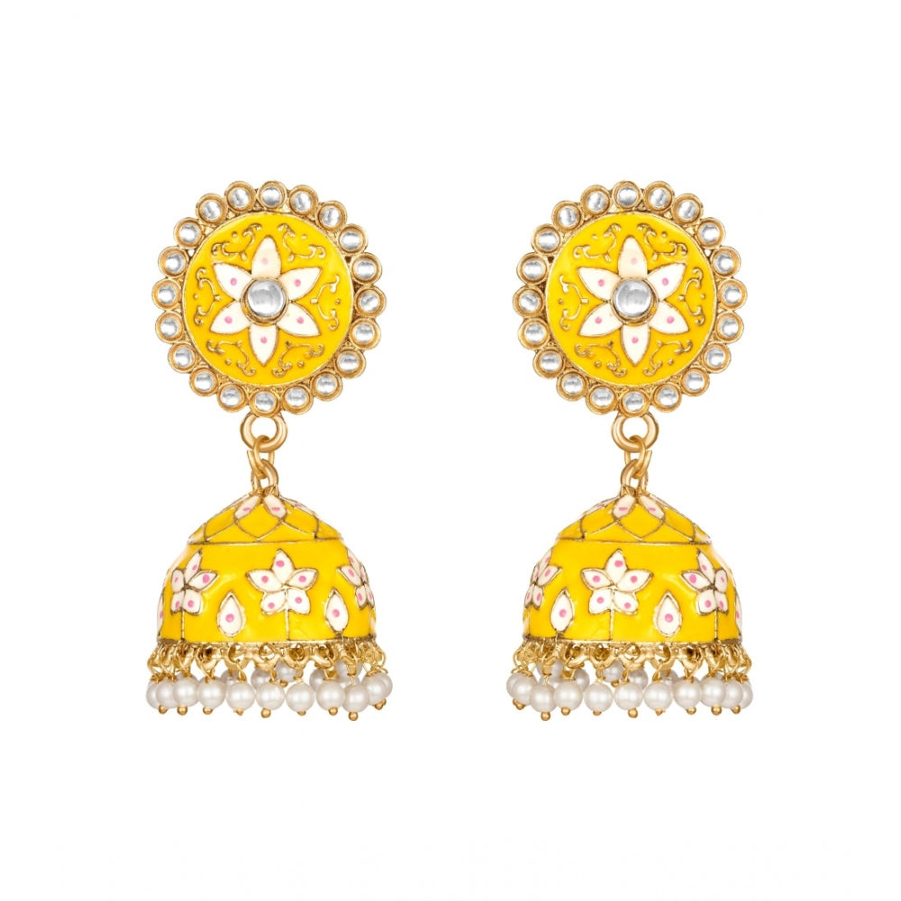 Rose Gold Plated Alloy Earrings (Yellow)