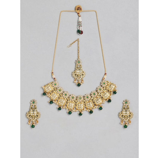 Rose Gold Plated Alloy Necklace &amp; Earings Set (Green)