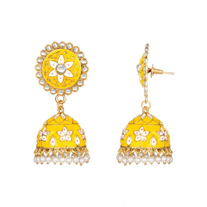 Rose Gold Plated Alloy Earrings (Yellow)