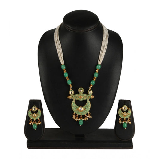 Rose Gold Plated Alloy Necklace &amp; Earings Set (Green)